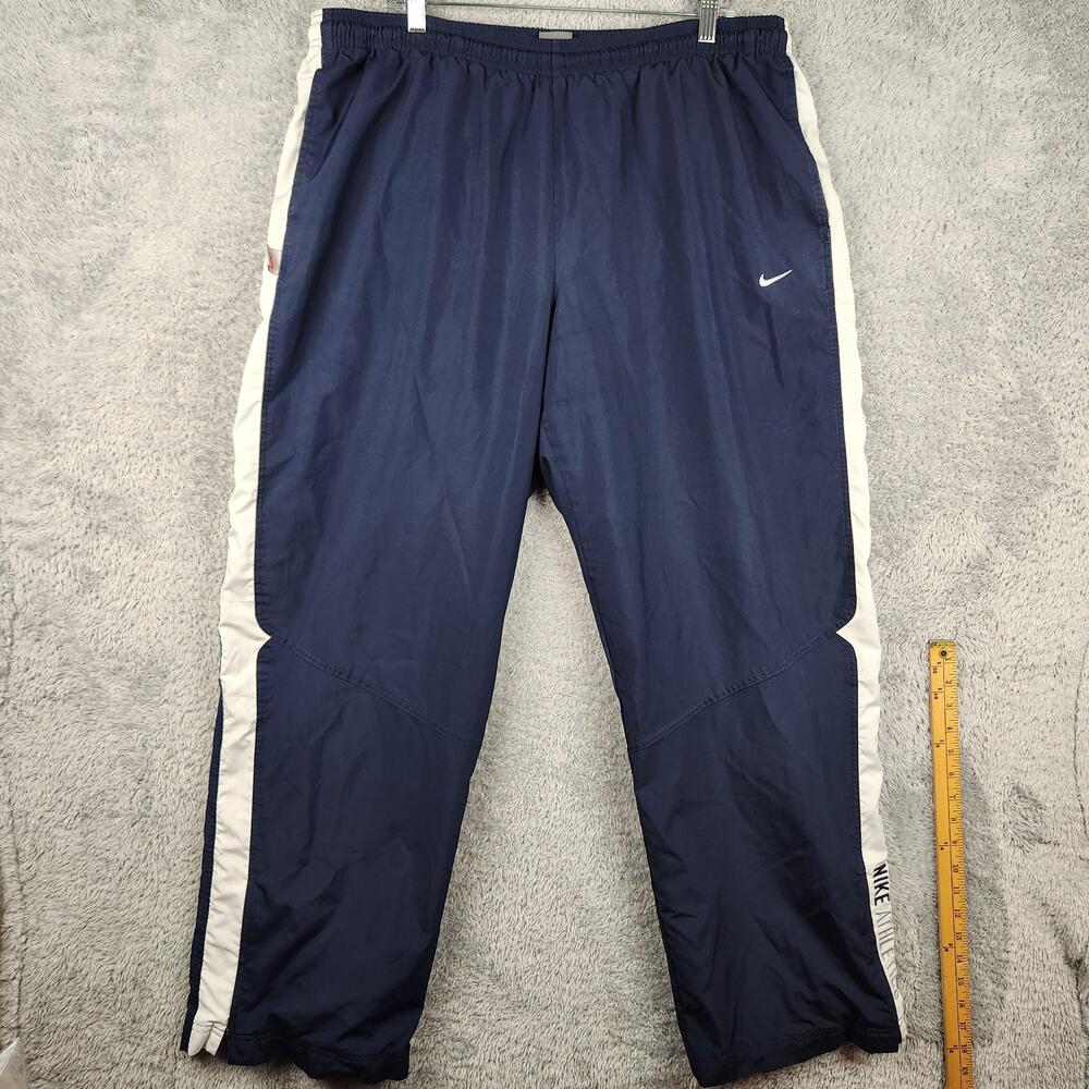 Vintage Nike Pants Mens 2XL Blue Track Warm Up Lined Stripe Nike Athletics Baggy